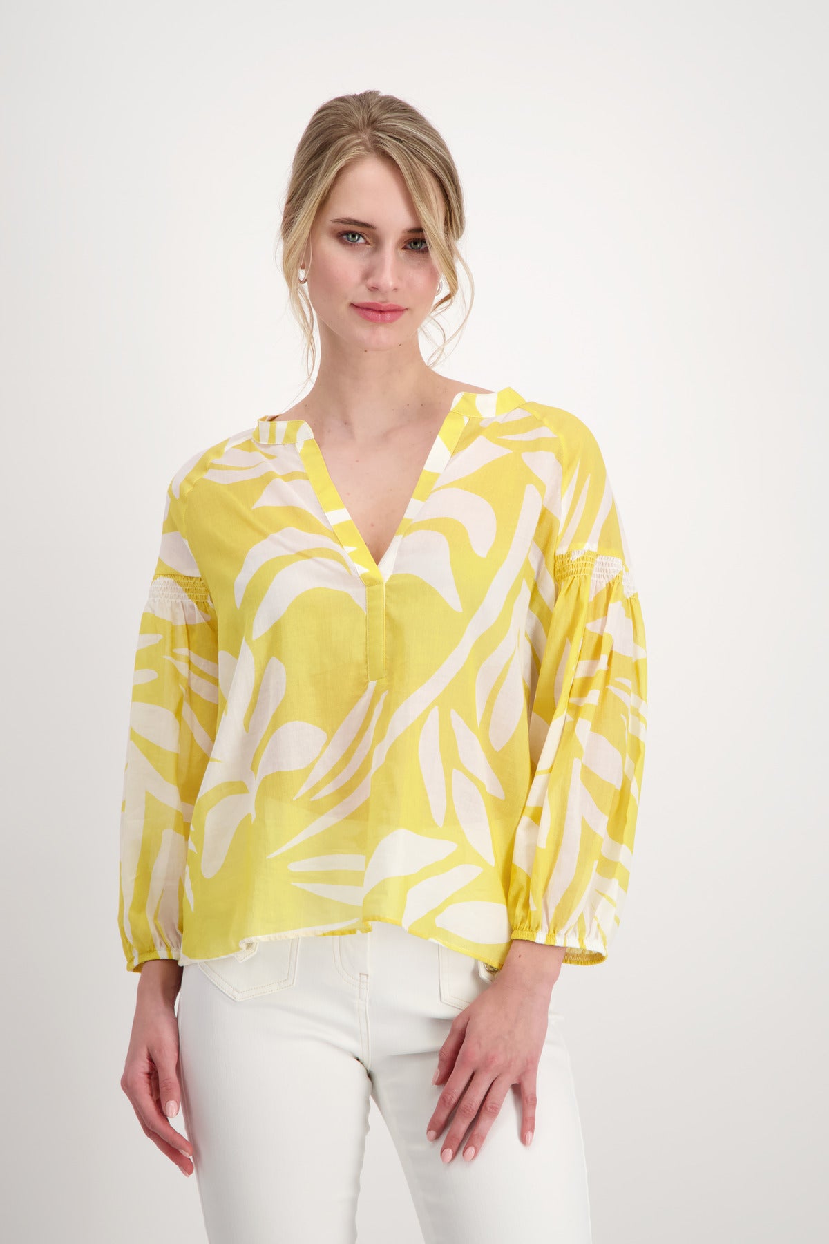 Bluse, dry lemon gemustert