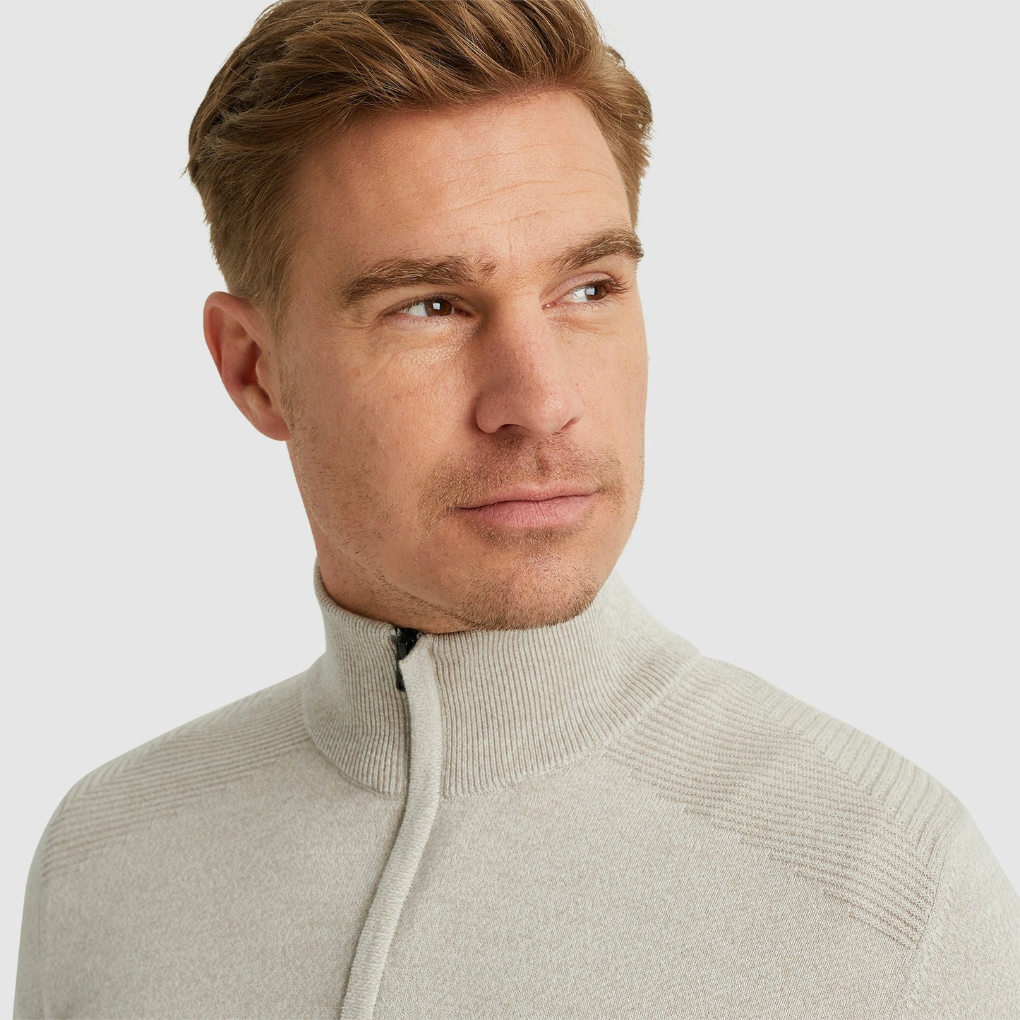 Half zip collar cotton mouline