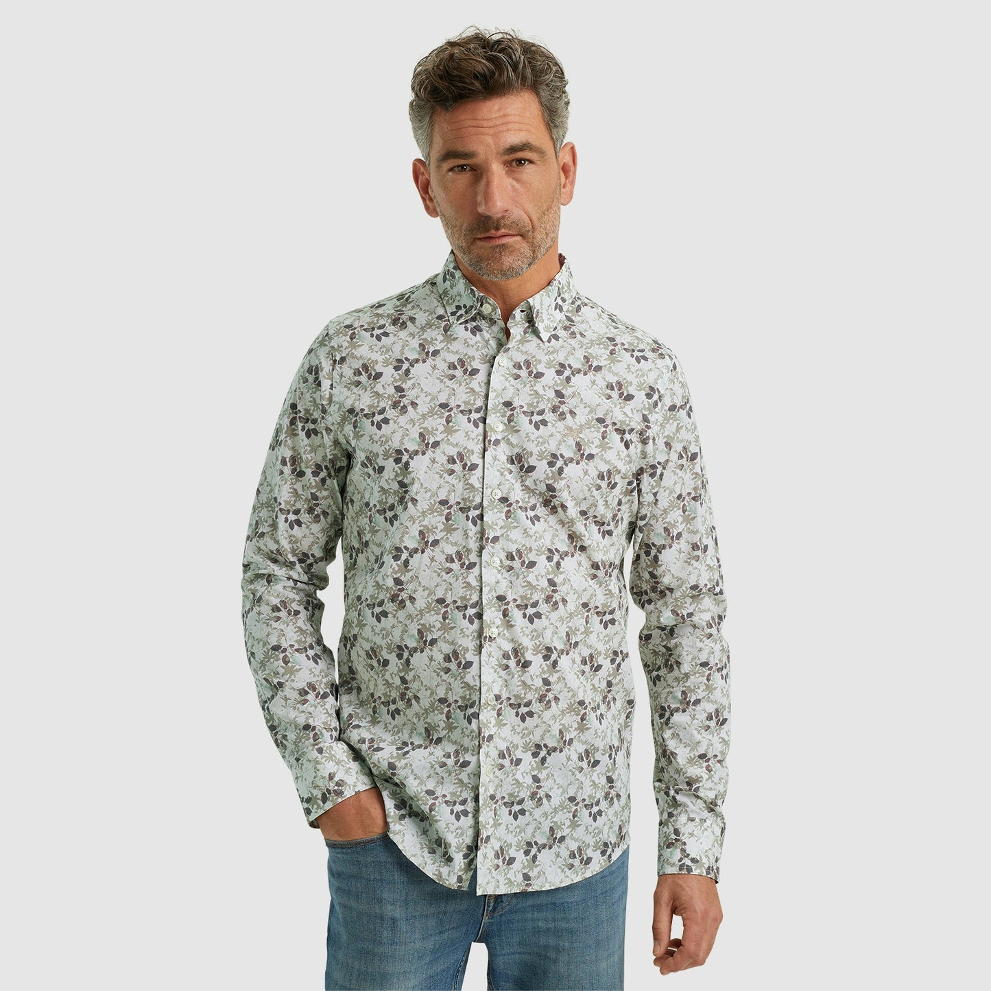 Long Sleeve Shirt Print on fine poplin stretch